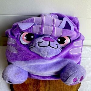 Lunch Pets purple Snackycat insulated furry lunch bag lunch box